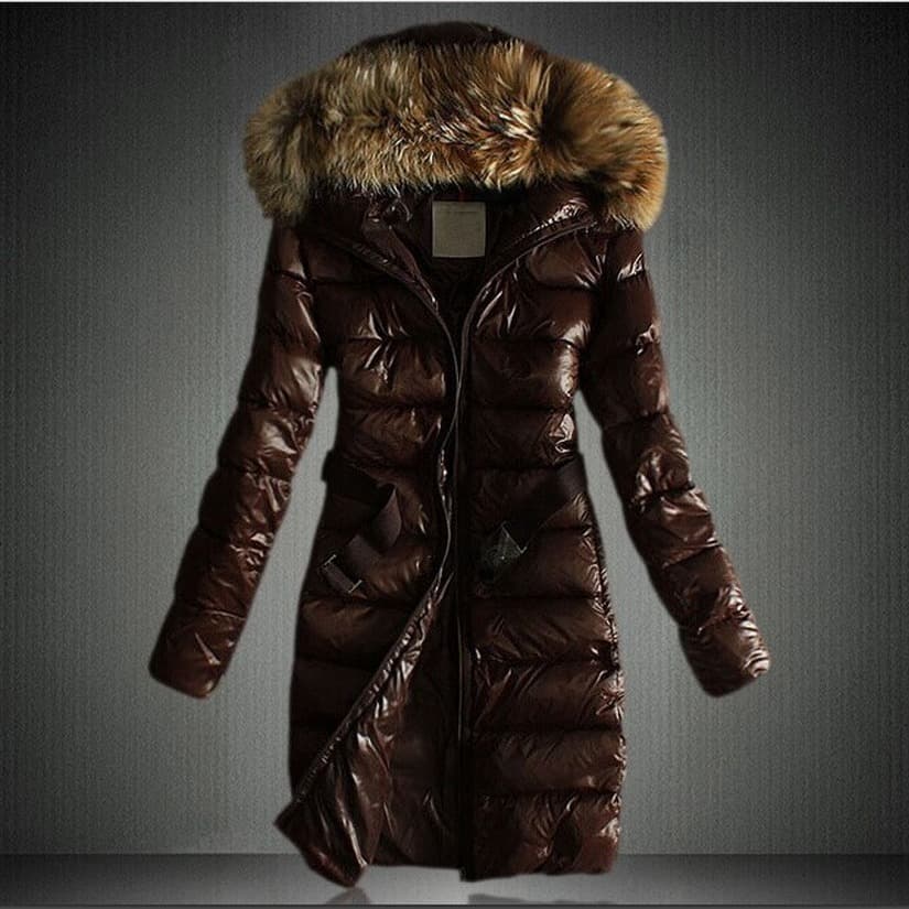 New Winter Style Large Fur Collar Fashionable Slim Fit Mid-length Warm Cotton Coat