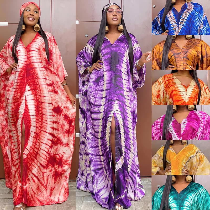 Women's clothing African Middle Eastern ethnic style retro long burqa print large swing dress with headscarf 8903