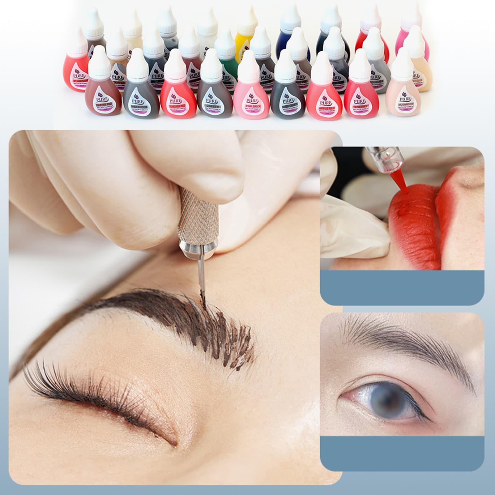 BeautyLife 3ml Tattoo Ink Mild High Pigmentation Natural Effect Pure Micropigment Lip Eyebrow Makeup Pigment for Adult