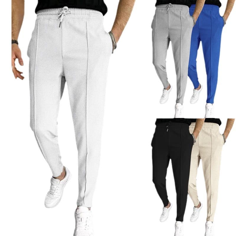 Men's Clothing Men's Waffle Casual Sports Solid Color Trousers