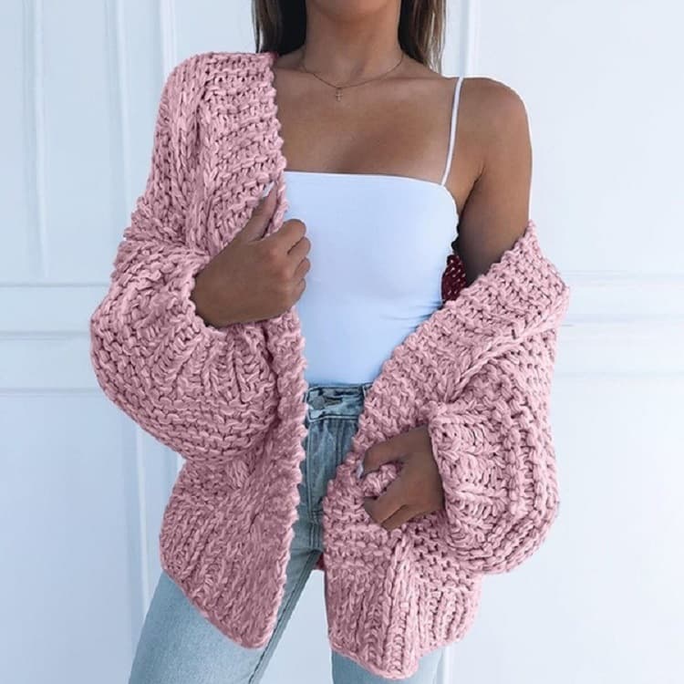Women's Cardigan Sweater Long-sleeved Loose Autumn And Winter Sweater Three-needle Sweater