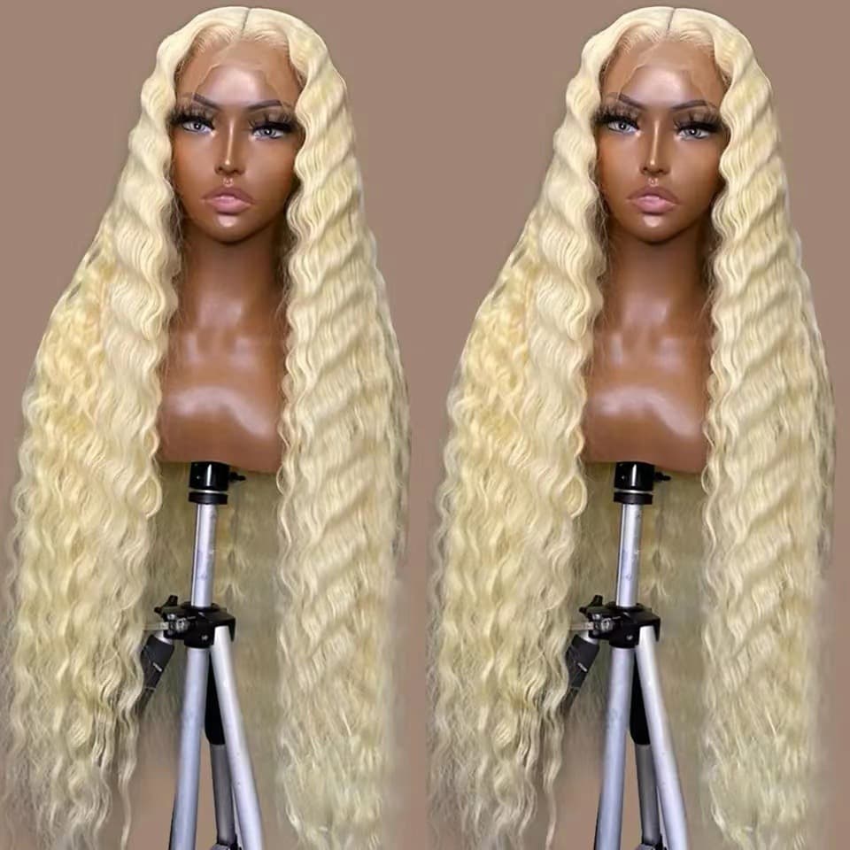 trade new front lace wig black hot sale small roll light golden lace wig set factory spot delivery