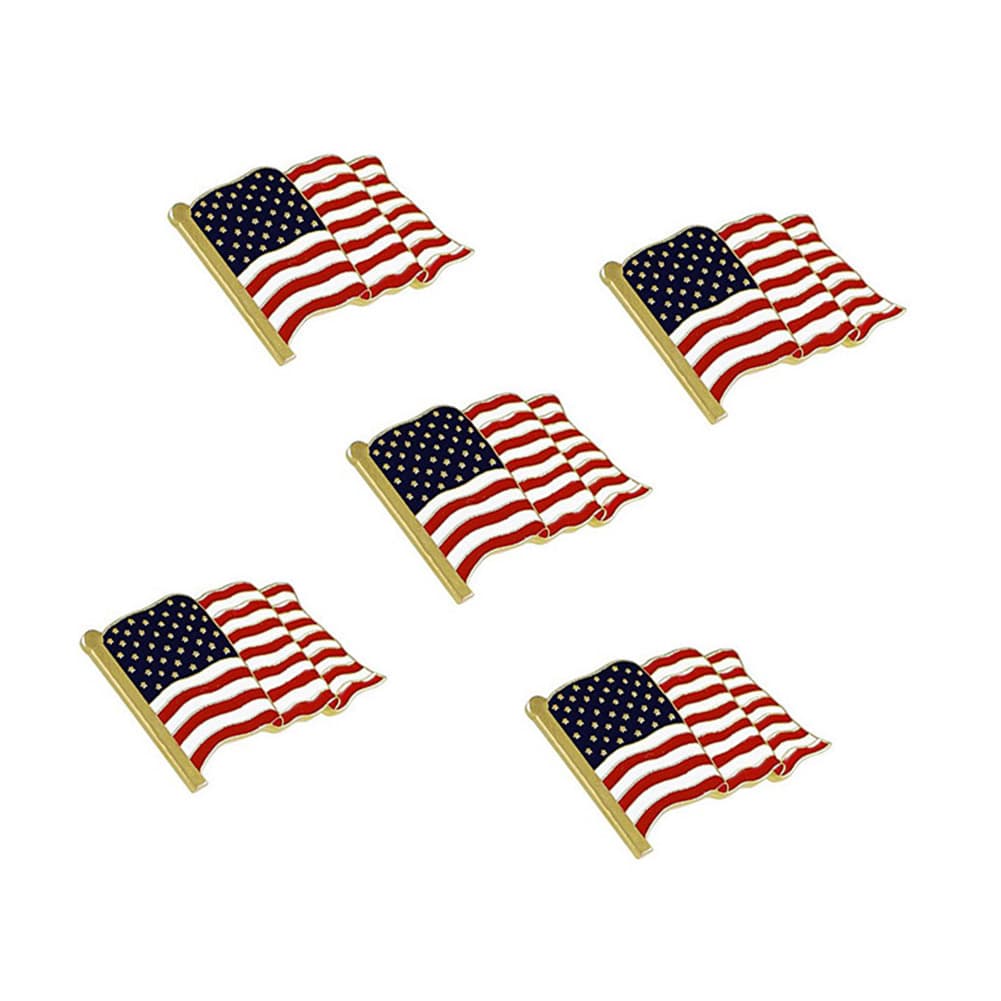Yamaler 5Pcs Unisex American Flag Enamel Brooch Pin Denim Jacket Badge Bag Hat Decor