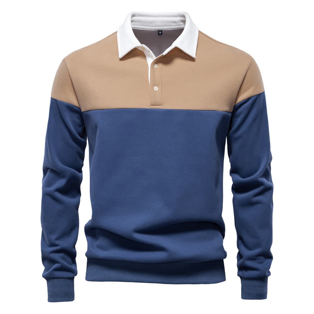 Men's Clothing New Long Sleeve Polo Collar Sweatshirt High Quality Casual Foreign Trade Men's Sweatshirt
