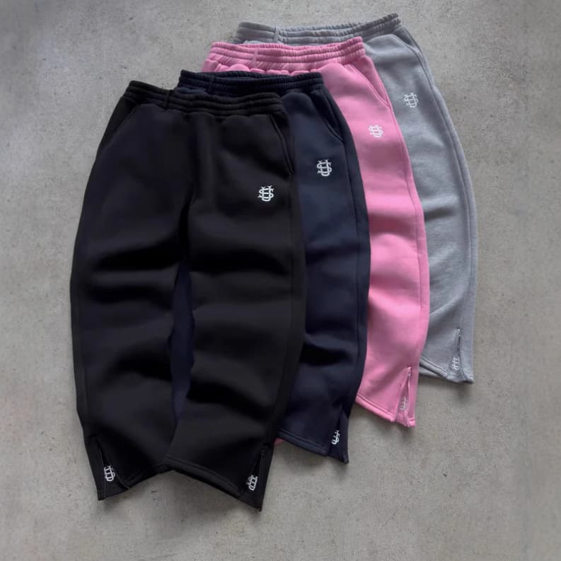 Men's Clothing Retro Y2k Street Trend Hip Hop Elastic Waist Zipper Loose Solid Color Sports Casual Pants
