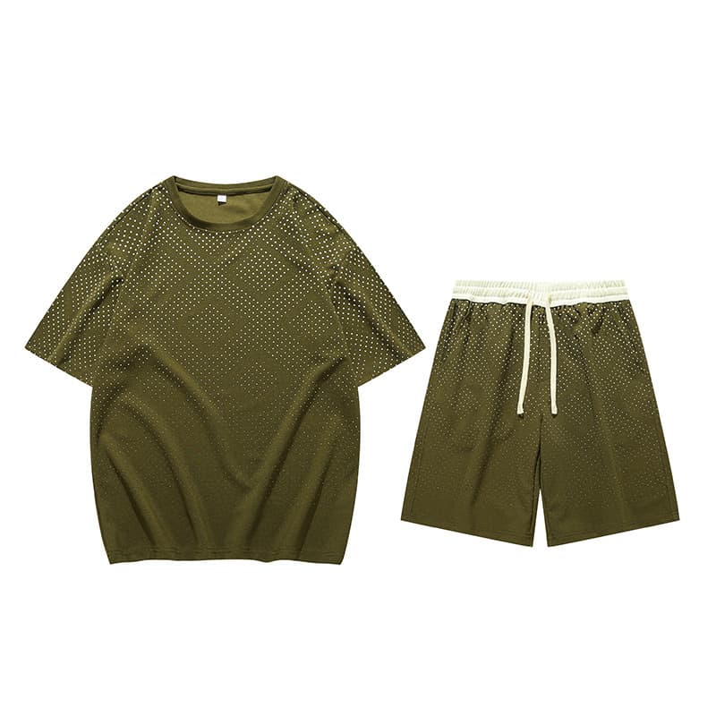 Men's Clothing Exclusive Ice Sports Suit Men's Summer Thin Casual Short Sleeved T Shirt With Handsome Trendy Brand Two Piece Suit