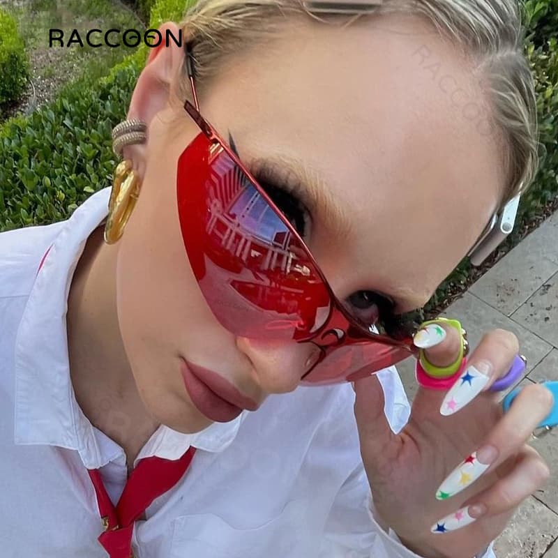 2000S Y2K Aesthetic Sunglasses Women Fashion Band Sun Glasses Men Hip Hop Moon Shades Vintage Half Fame Cool