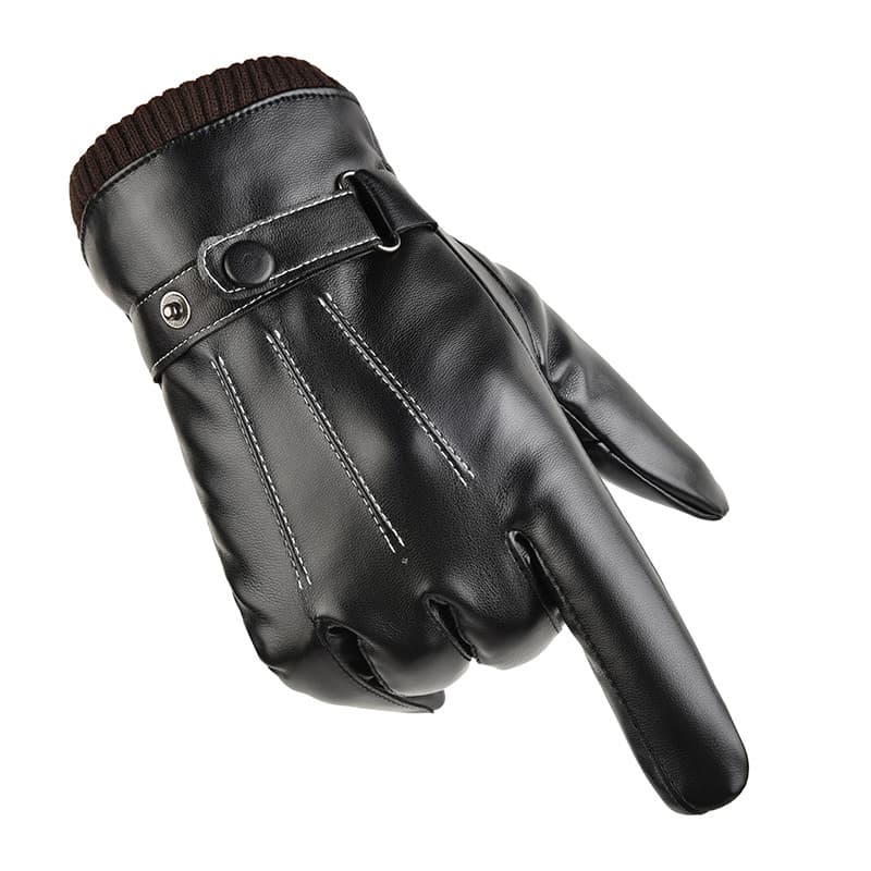 Autumn and winter warm PU leather gloves men's outdoor cycling touch screen gloves plus velvet anti-splash water cycling cold gloves