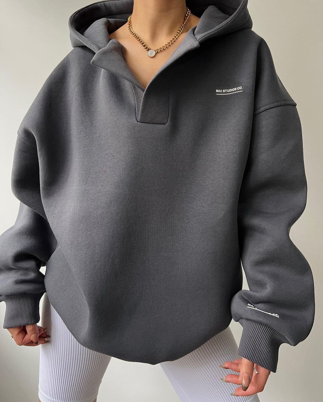 Women's Clothing Velvet Hooded Printed Long Sleeve Joker Sweater V-Neck Fleece Sweater