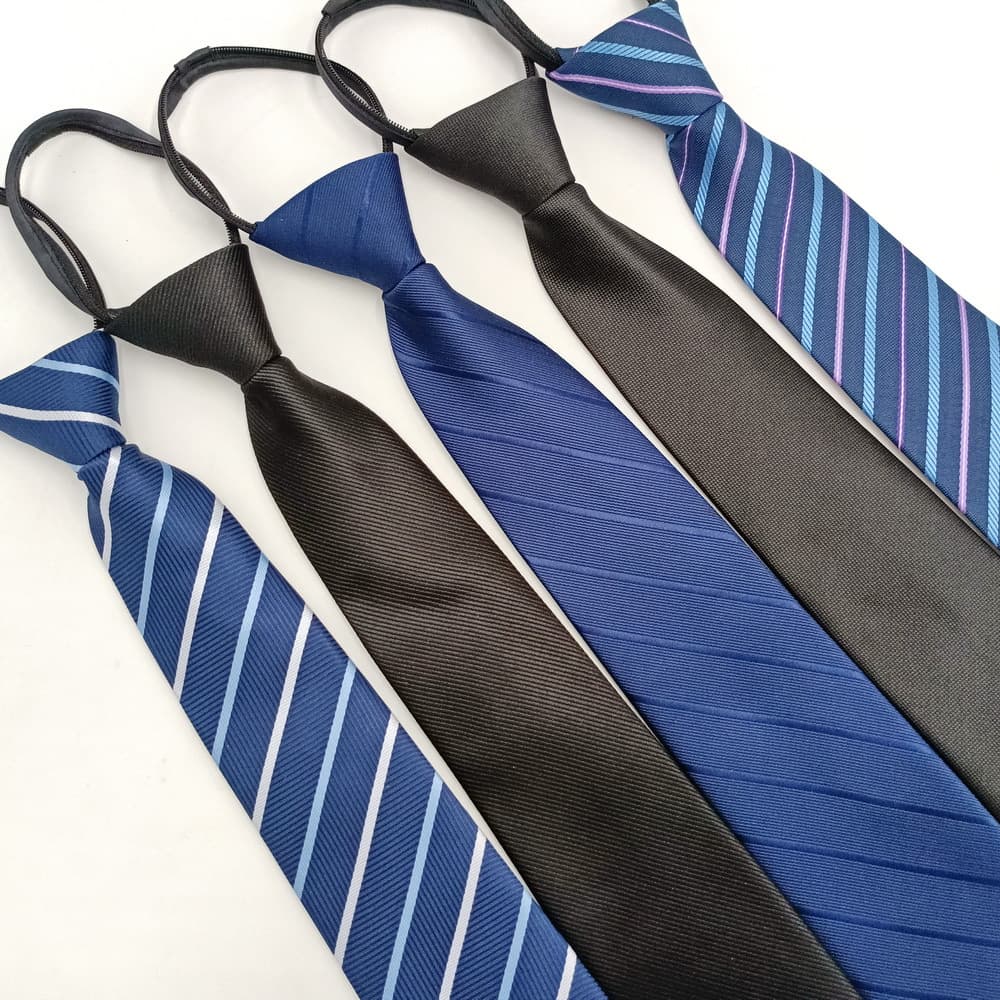 Men's formal business tie lazy zipper manufacturers spot 8cm easy to pull striped black tie knot free