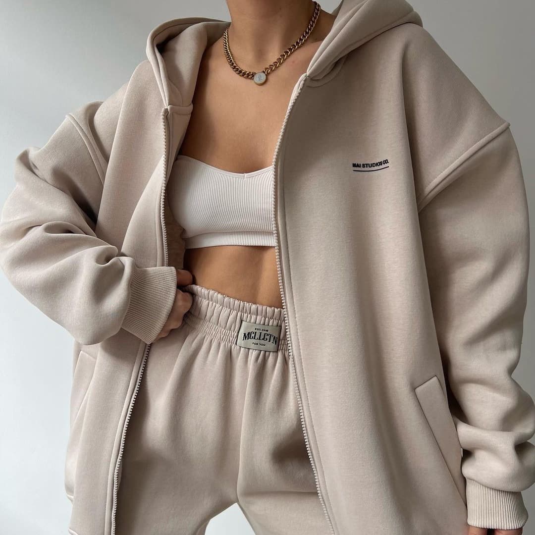 Women's Clothing Long Sleeved Velvet Sweatshirt Trousers Casual Fashion Printed Hooded Suit