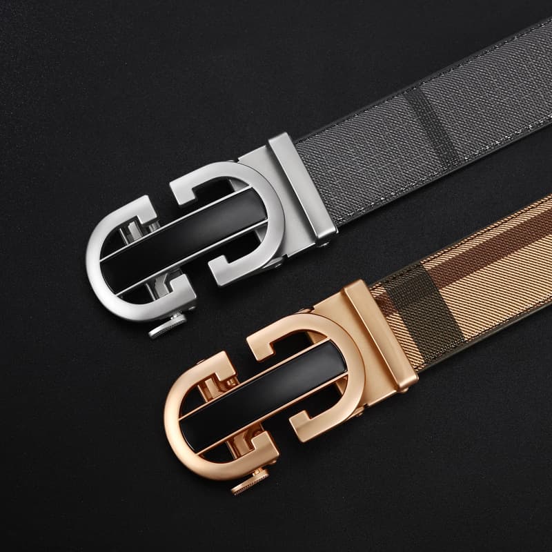 Men's alloy automatic buckle cowhide business casual pants belt