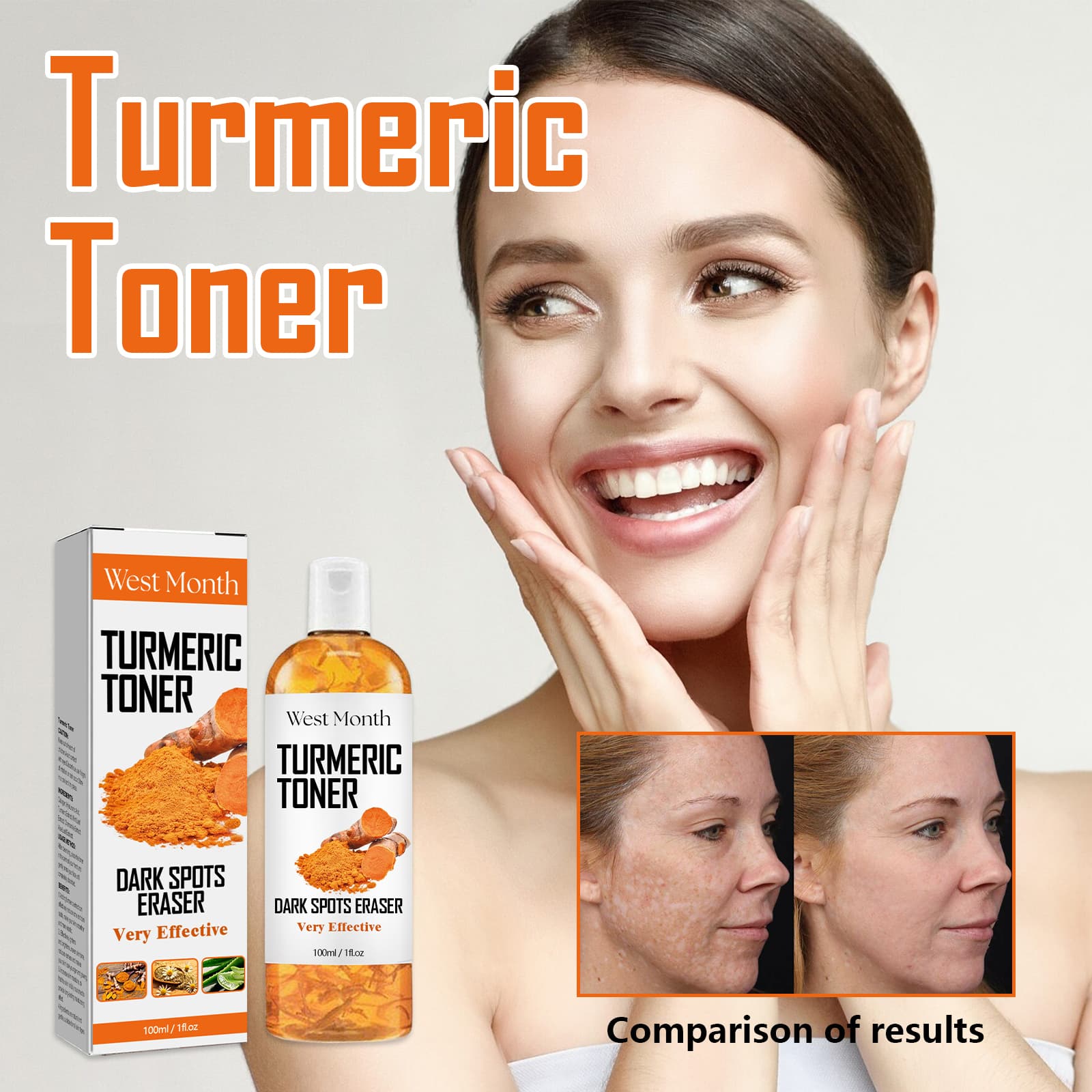 West&Month Turmeric Toner, Deep Hydrating Firming And Moisturizing Facial Skin Toner