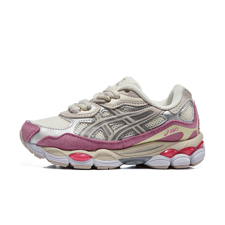 Chaussures de running rétro Asic NYC Series pour enfants, tige en daim et mesh, chaussures de sport respirantes et amortissantes pour enfants