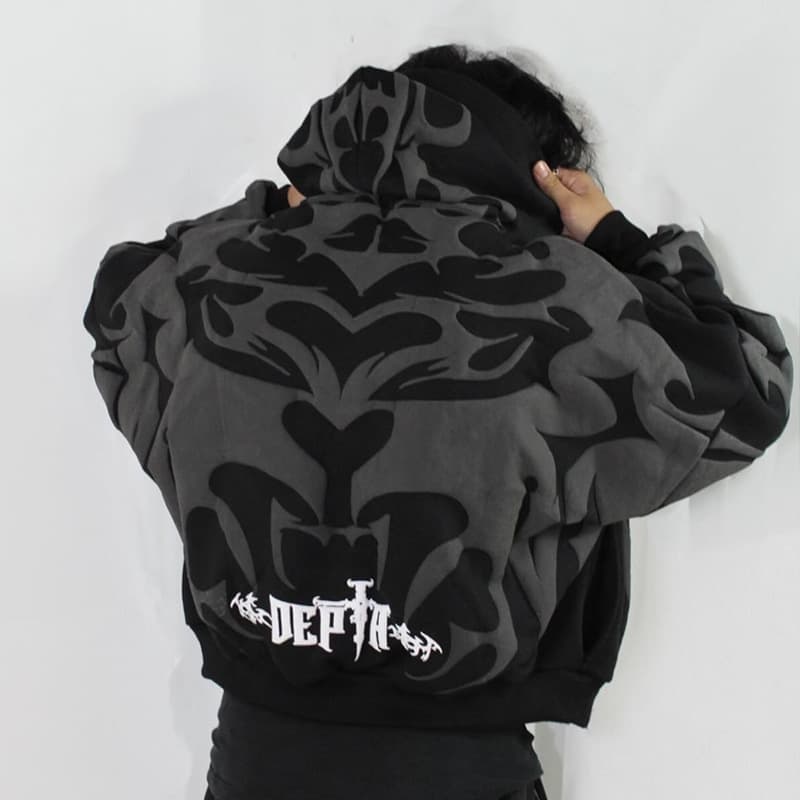 ​​Women's Oversized Letter Print Hooded Cardigan – Streetwear Zip-Up Sweatshirt (Black/White/Green, S-4XL)​​