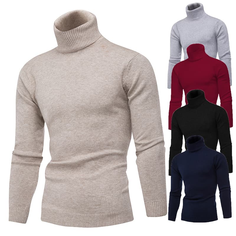 Men's Clothing turtleneck sweater slim men's solid color pullover bottoming sweater