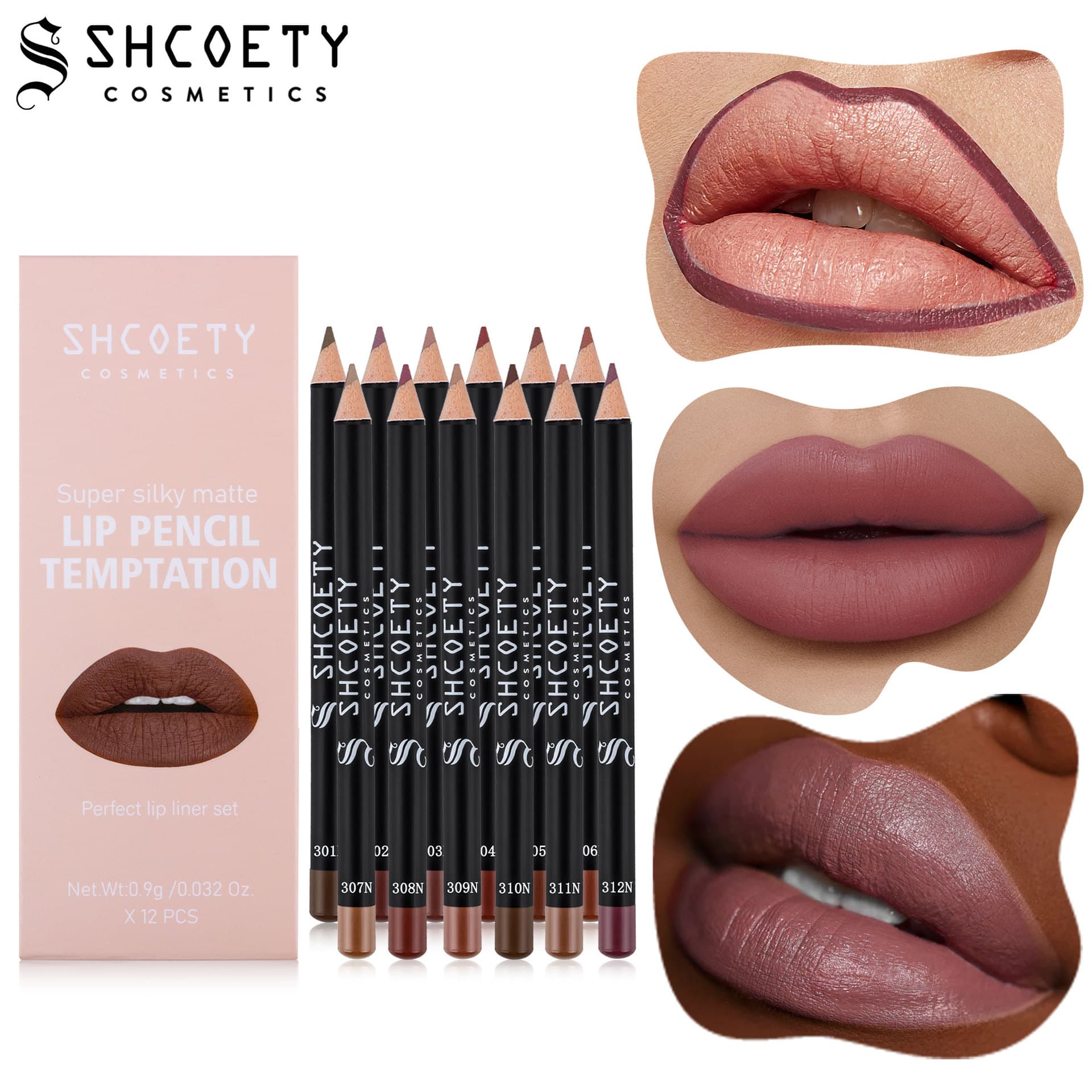 Lip Liner 12 Color Lip Liner Set Matte Nude Lipstick Non Marking Hook Pen Makeup