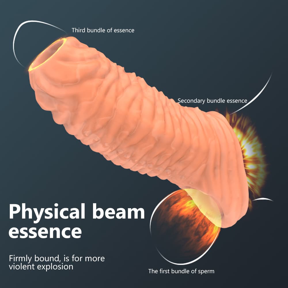 Reusable Condoms Extender Sleeve Delay Ejaculation Ring Dick Enlargement Sleeve Erection Sex Toy for Men Sex