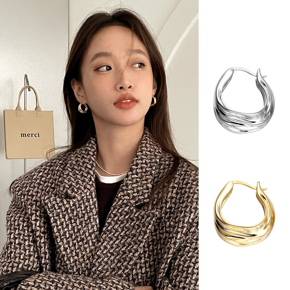 Twisted Wave Ins Style Niche Cool Earrings Fashion Girl 925 Silver Needle Elegant Wholesale New Model