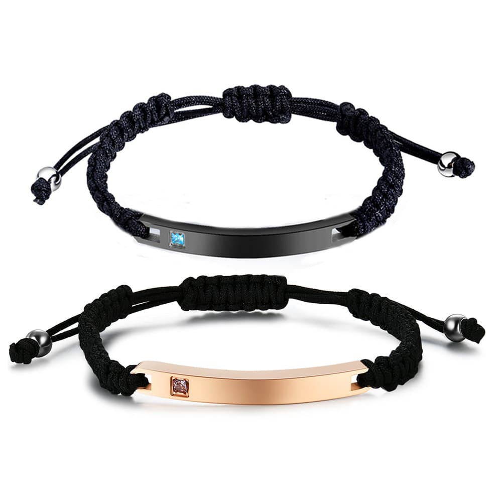 Adjustable 7MM Minimalist Diamond-Accented Stainless Steel Bracelet For Women & Men - Laser Engraving Available Laser Engraved Logo
