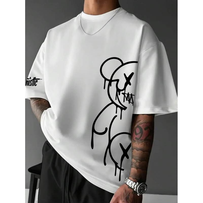 Men's Clothing Pure Cotton TMen's Casual Versatile Simple Graphic Print Short
