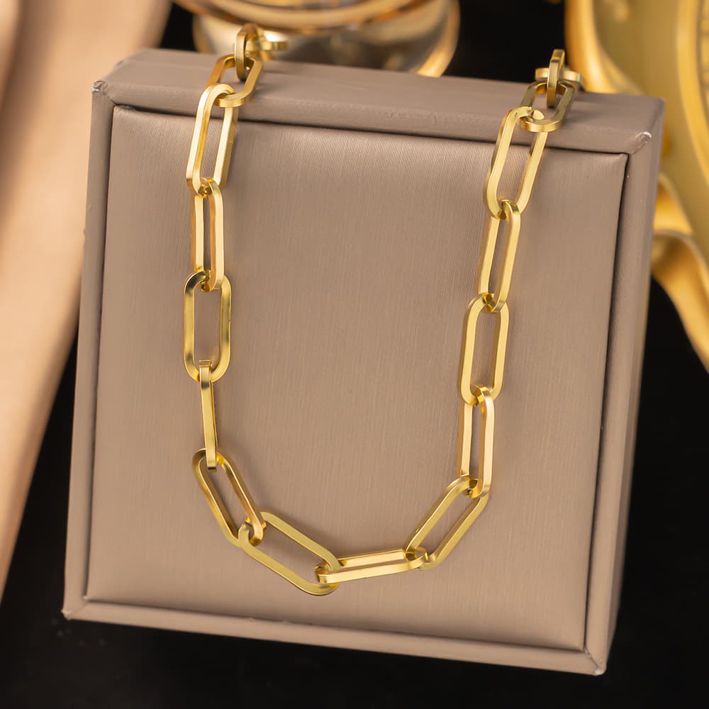 Hip-Hop Minimalist Style Titanium Steel Necklace Non-Fading Trendy Geometric Thick Cuban Clavicle Chain
