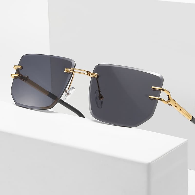 2023 New Fashion Frameless Trimmed Women Metal Sunglasses for Men Trendy Glasses