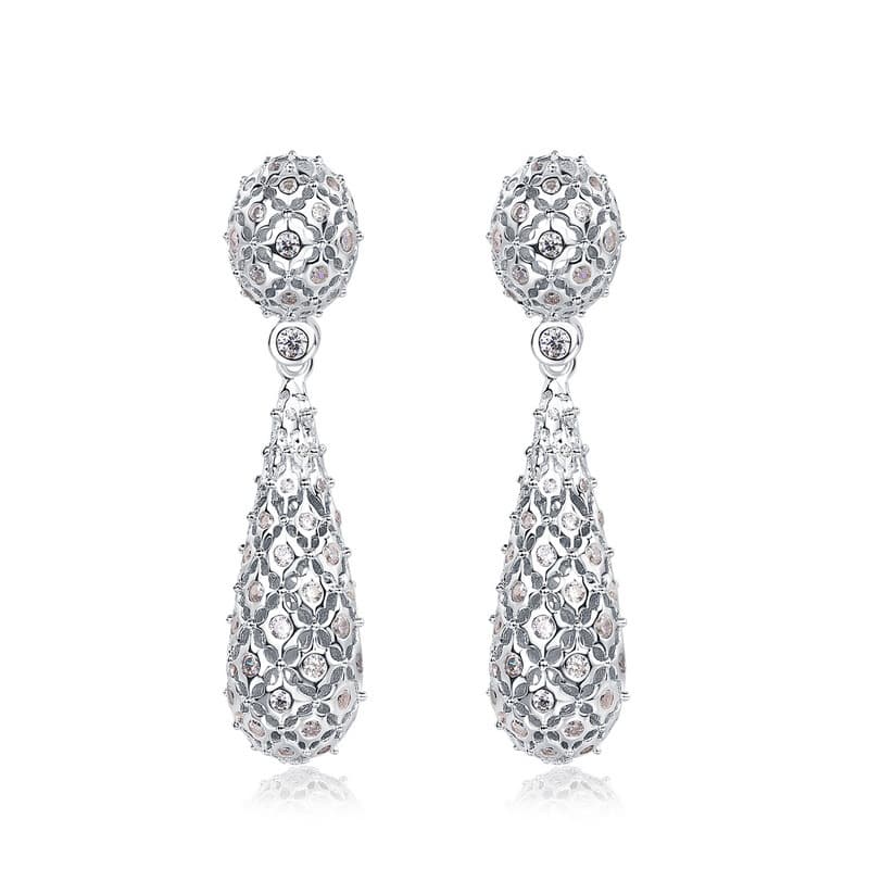 Hollow Shining Zircon Earrings For Women S925 Silver Full Of Colored Gemstones Water Drop Earrings Fashion All Match