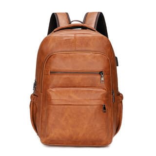 Sac à dos coréen en cuir PU pour hommes, sac à dos d'étudiant multifonctionnel étanche pour ordinateur d'extérieur