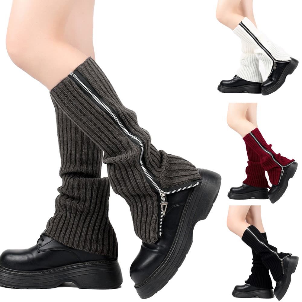 Wool socks feet wholesale Women's Korean version of autumn and winter pile socks knitted leg zipper boots boots socks tide socks