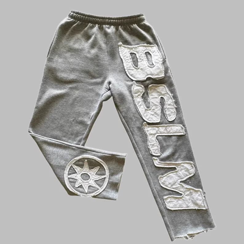 Men's Clothing Hot Selling Personality Street Hip Hop Letter Patch Sweatpants Men Fashion Casual Loose Trousers