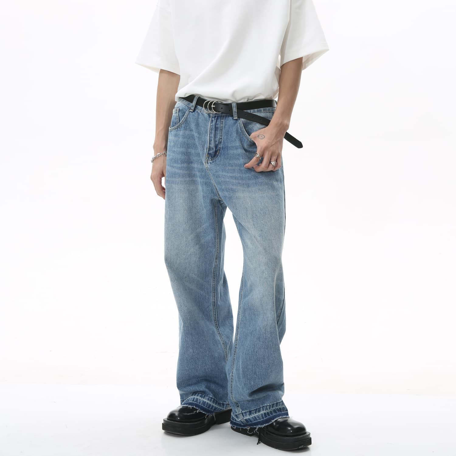 Men's Clothing | Summer New Arrivals Casual Loose Straight leg Mopping Raw edge Trousers