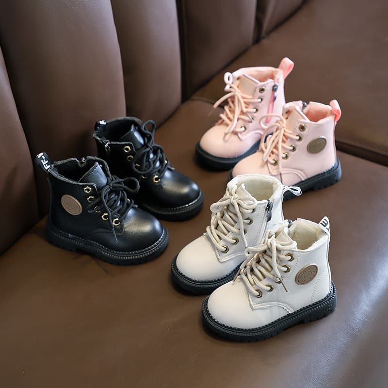 Girls' Martin 2024 winter boys' boots, British style short with plush thick cotton shoes, children's boots