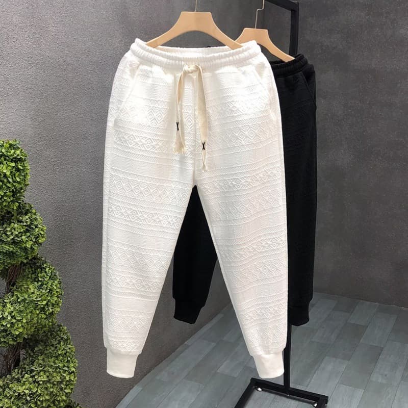 Men's Clothing Autumn sports sweatpants trend waffle loose nine-point cuff casual pants