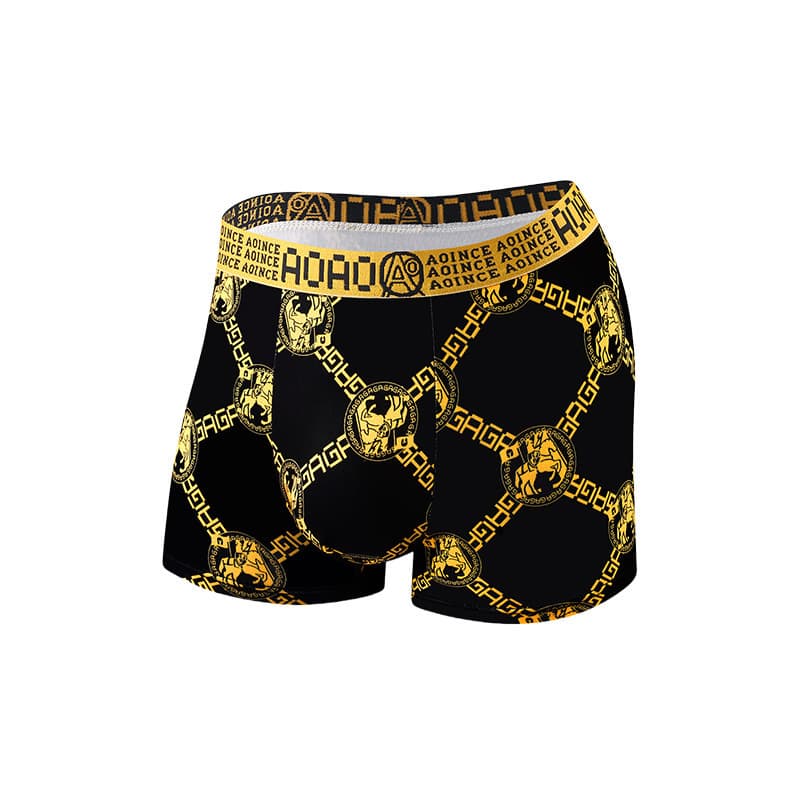 Boxers pour hommes grandes tailles, imprimé noir et or, shorts respirants, sous-vêtements, vente directe d'usine
