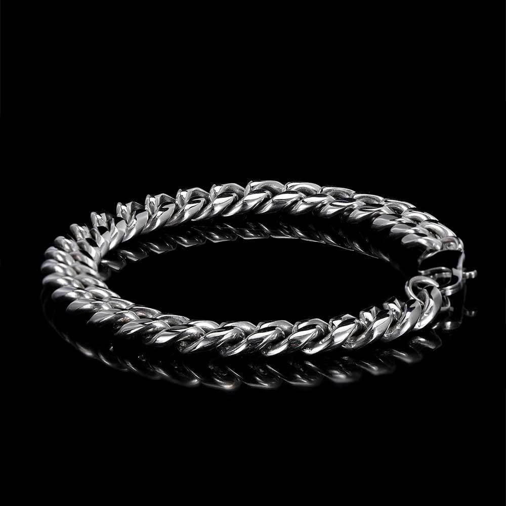 Bracelet cubain en acier inoxydable pour homme, boucle ronde, cryptage, style hip-hop, titane, or K