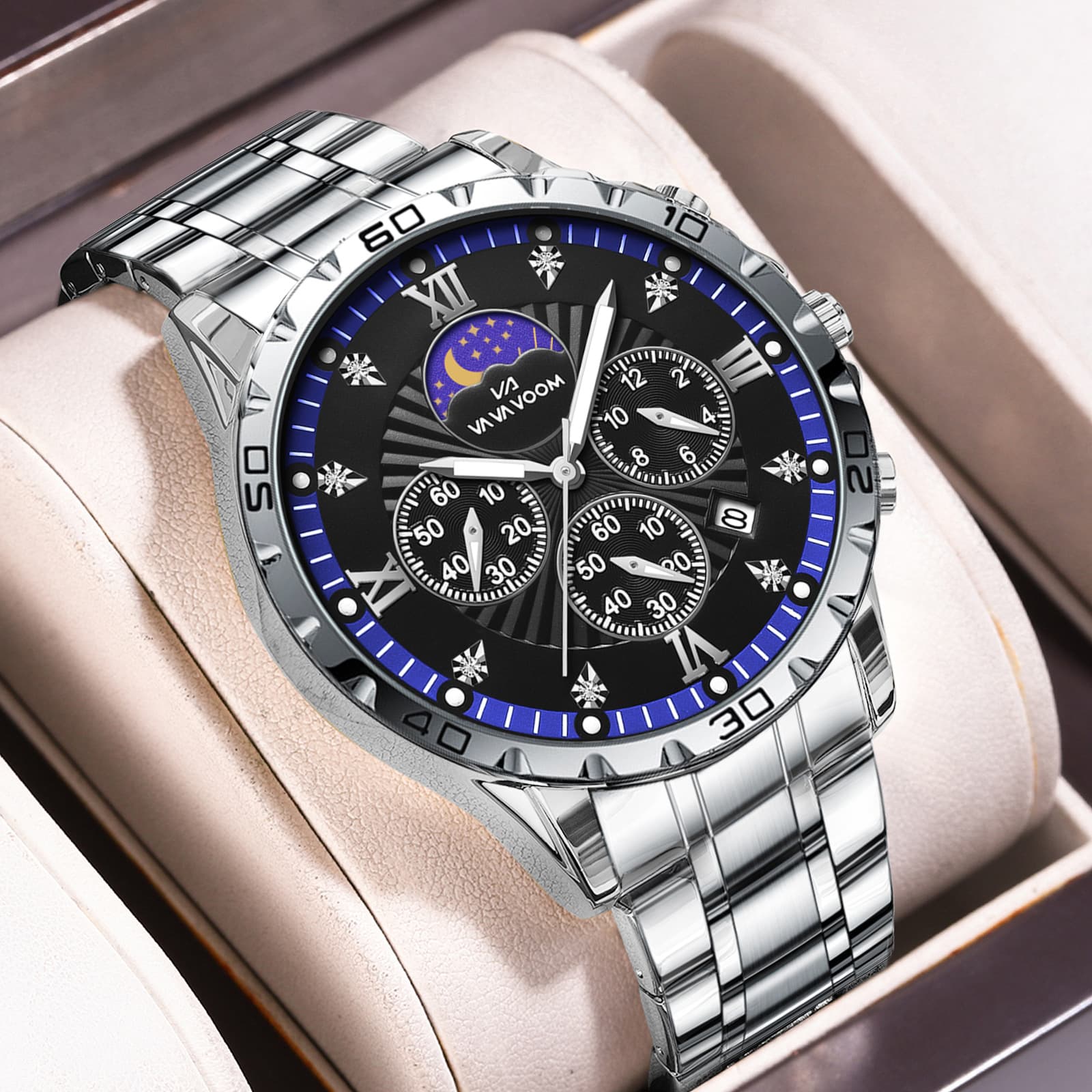 VA VA VOOM Men's Watch Waterproof Luminous Calendar Trendy Men's Quartz Watch
