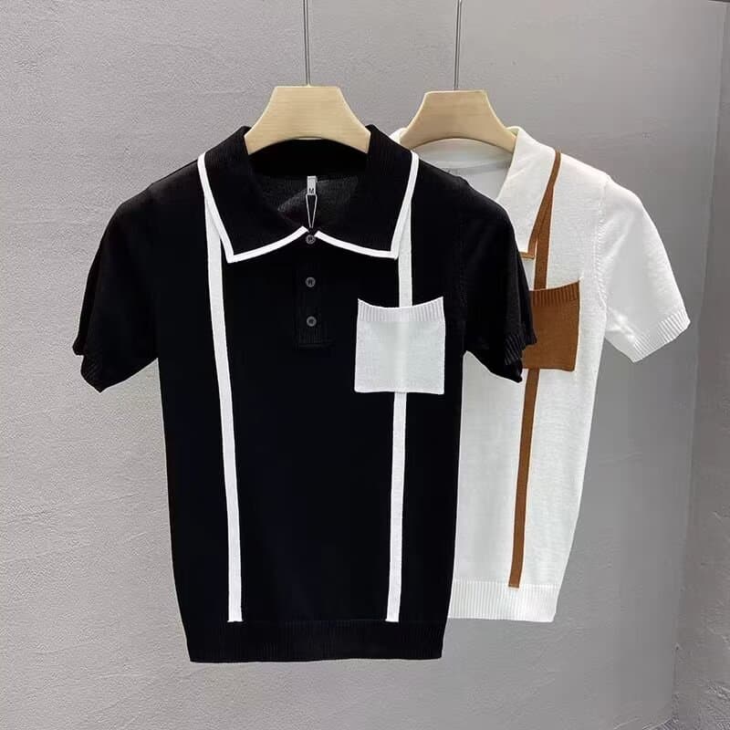 Men's Clothing Lapel Short Sleeved Polo Shirt Men's Trendy Summer T Shirt Slim Trend 2024 New All Match T Shirt Top