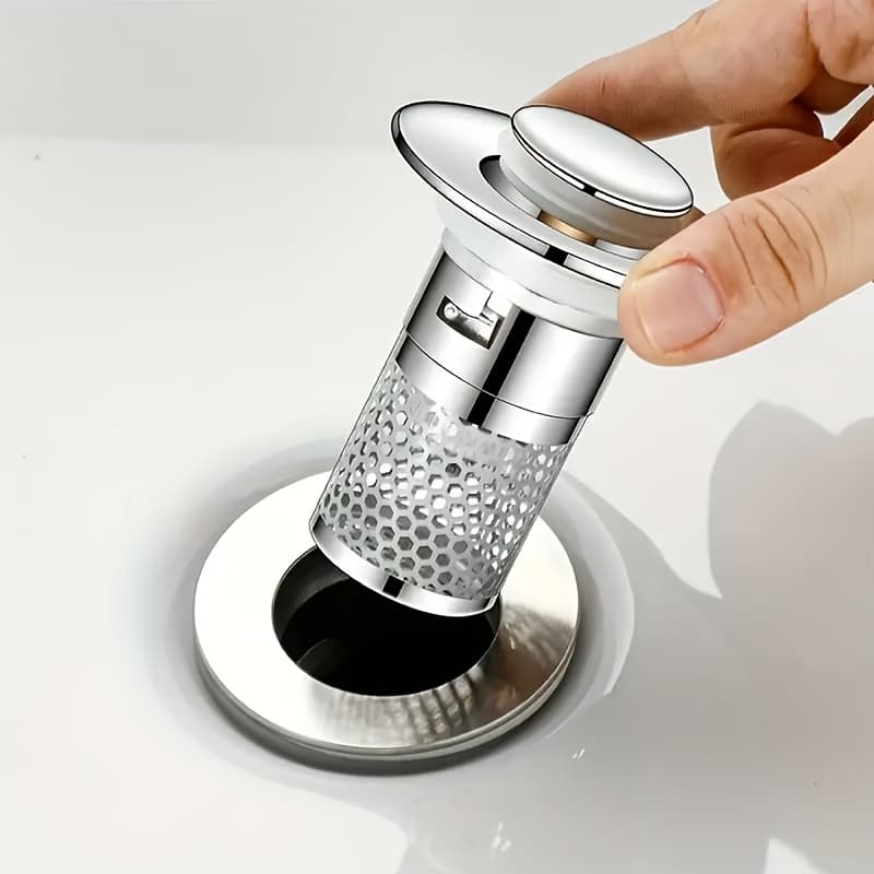 304 Stainless Steel Sink Drain Stopper With Filter Screen, Anti-Clog Hair Catcher Drain Plug, Universal Pop-Up Sink Strainer For Bathroom Kitchen Bath