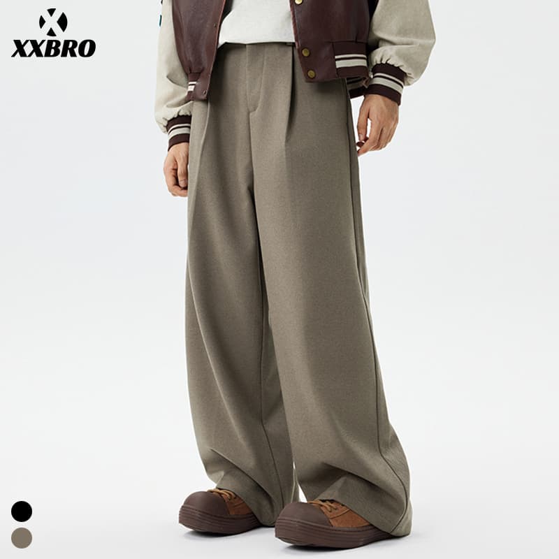 Men's Clothing autumn and winter American retro trend drape wide leg casual pants woolen trousers all match commuter pants