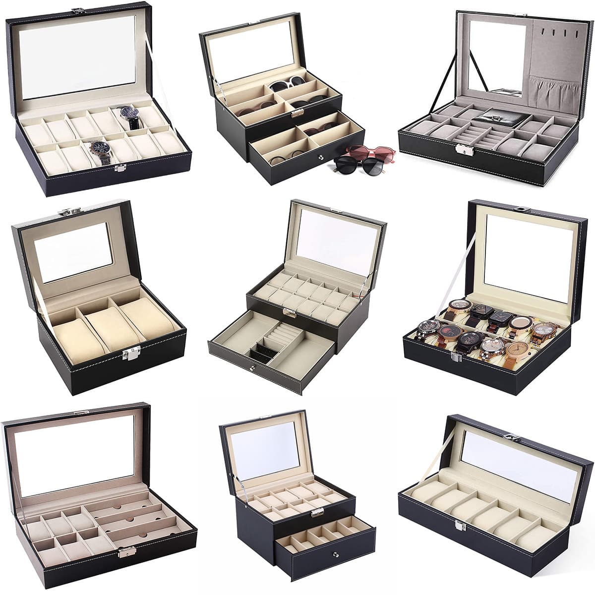 Watch Storage Box 12-digit Watch Case Wooden Pu Leather Watch Case With Lock Watch Case Display Case Storage Box