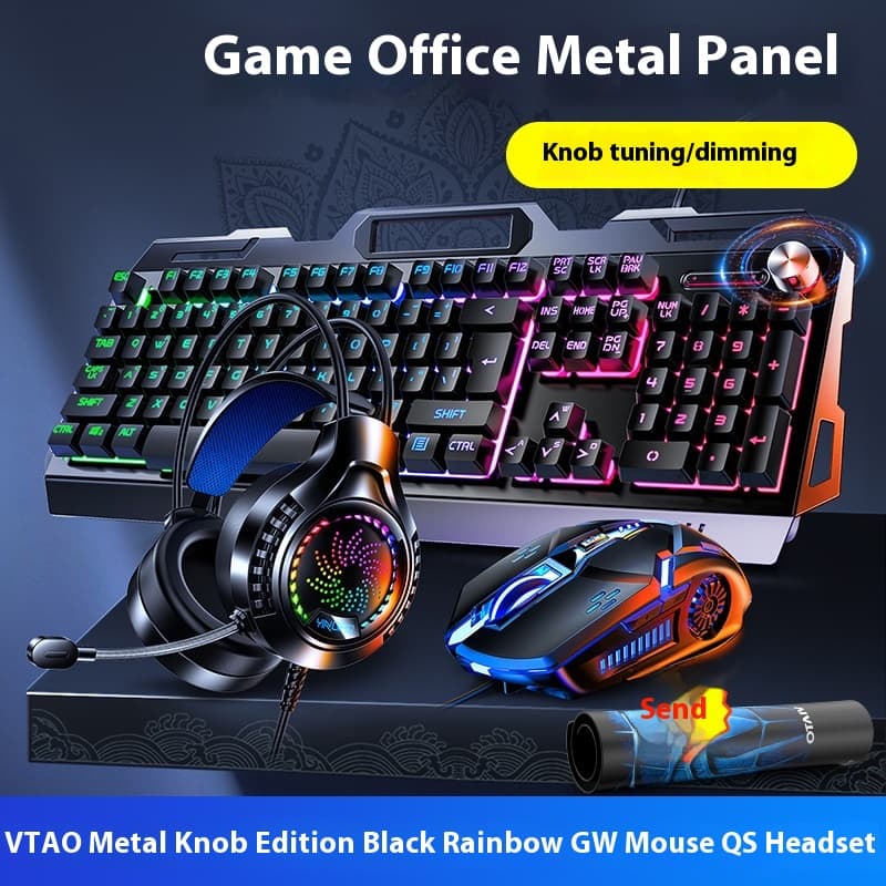V2g5 Mechanical Feel Keyboard Mouse Headset Three-Piece For The Game Computer Office Laptop Usb Wired Backlight