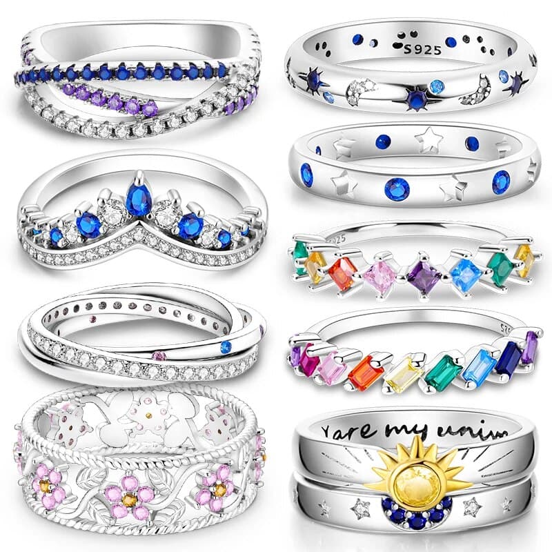 Hot sales Women's Star and Moon Ring, 100% Pure Silver