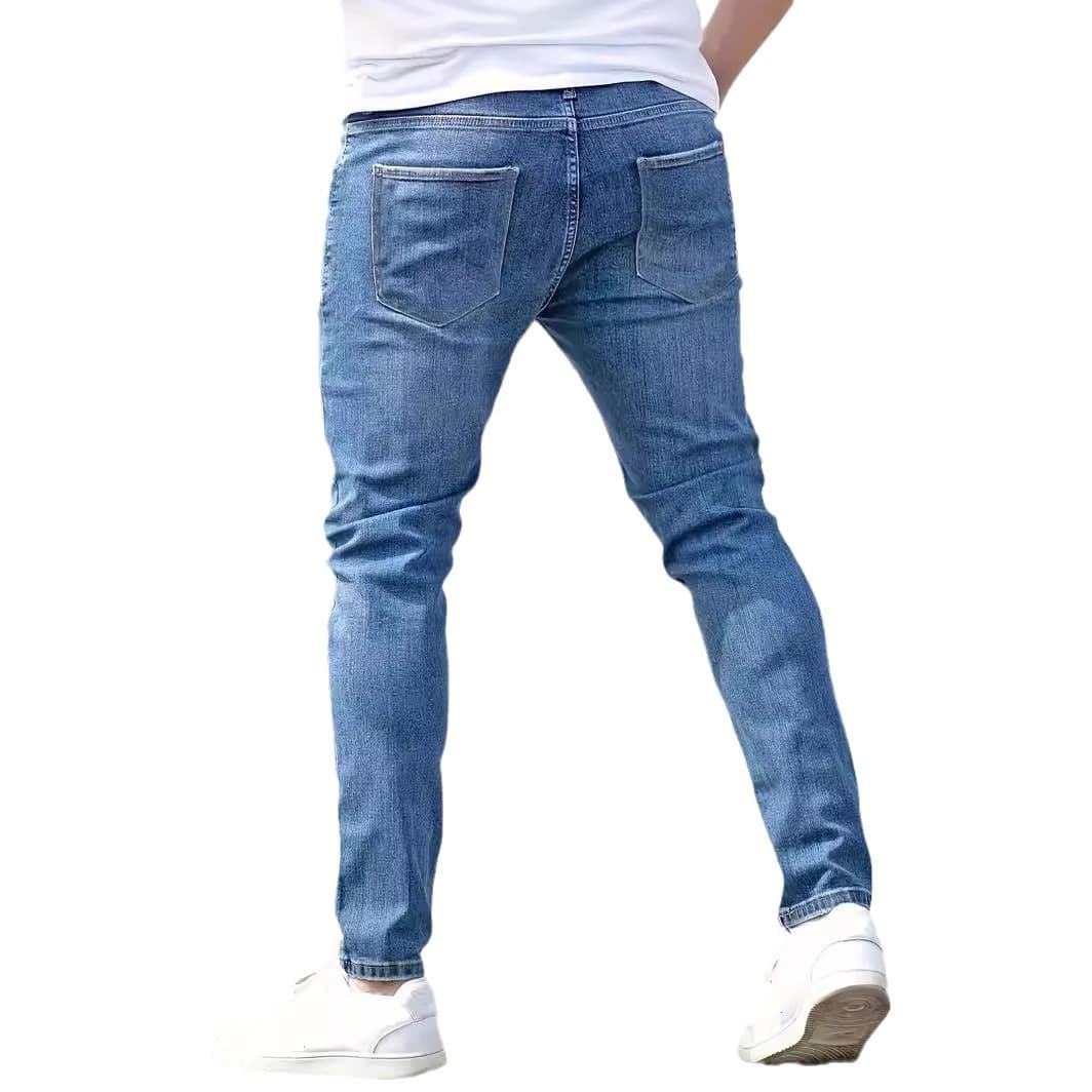 Distressed Herren Jeans Denim Löcher Skinny Vintage Wash Solid Bleistifthose 2024, Knöchellang, Mantel, Punk-Stil, Taschen, Schlank