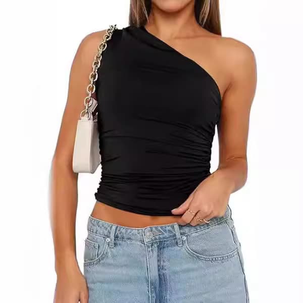 Women's Clothing Summer Hot Girl Suspenders Unique Off Shoulder Tops For Women, Bottoming T Shirts, Navel Baring Clothing For Women