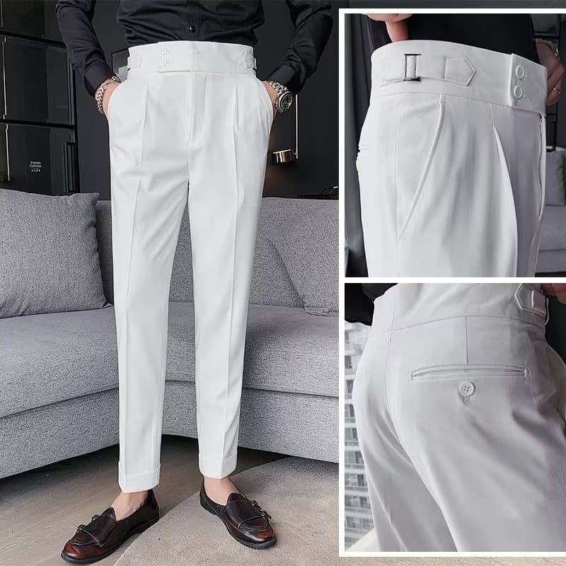 Men's Clothing Slim Fit Summer Dress Pants - High Waist Straight Leg Formal Trousers With Comfortable Stretch & Lightweight Fabric For Business Casual