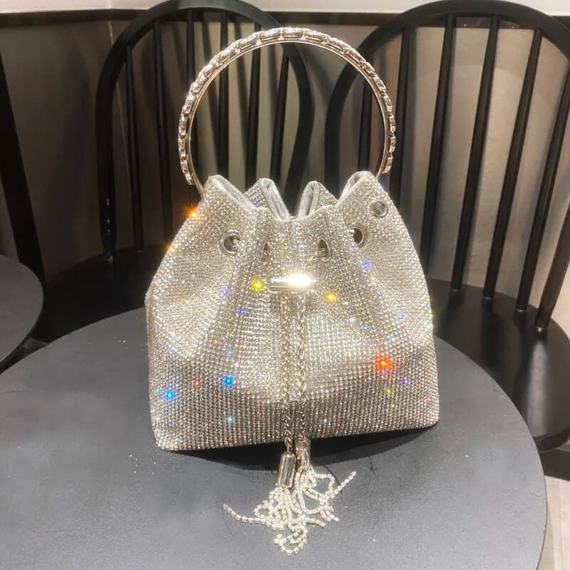 Sacs à main et sacs à main pour femmes, pochette seau de luxe de créateur, sac de soirée, sac de banquet, sac à bandoulière en strass cristal