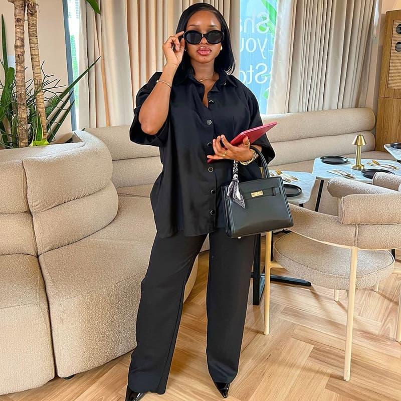 Women's Clothing Fashion spring and summer new suits casual shirt wide leg trousers two piece suits temperament women's clothing