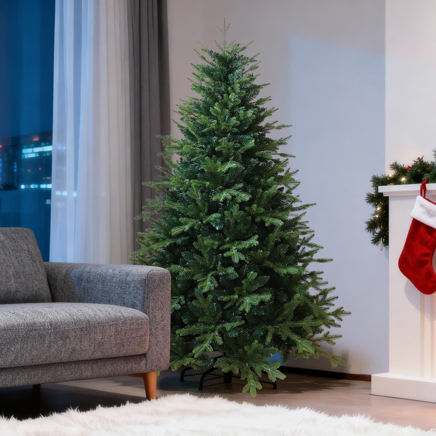 Premium PE+PVC Artificial Christmas Tree, Flocked Snow Effect Holiday Decor For Hotels, Malls & Event Displays​