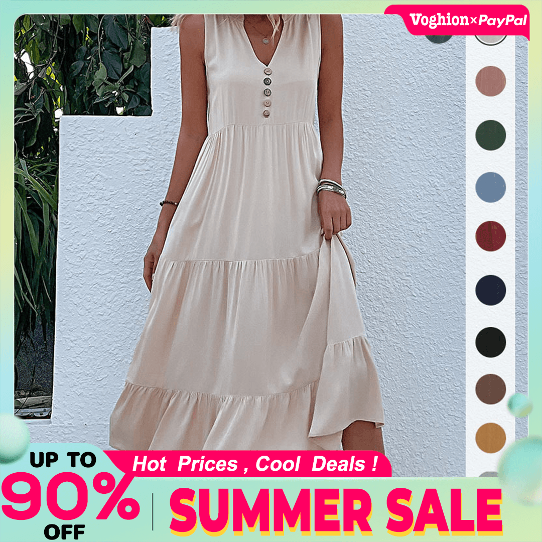Sleeveless Loose Relaxed Solid Color Dress
